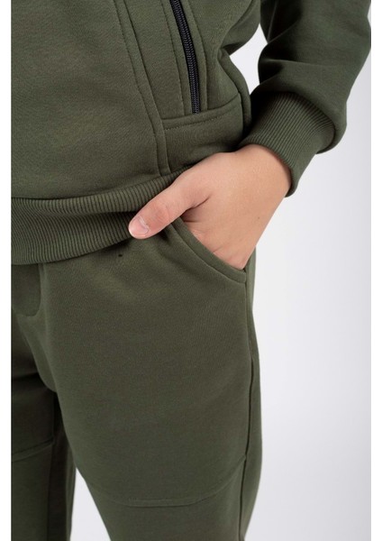 Erkek Çocuk Fermuar Kapamalı Kapüşonlu Arma Detaylı Eşofman Takımı M00757 fiyatları