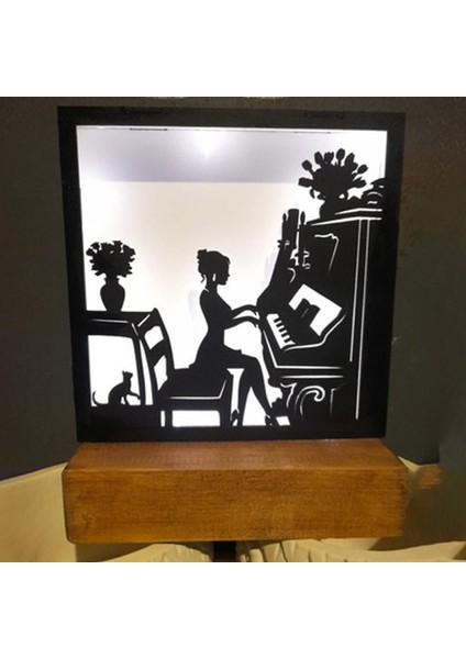 Işıklı Kişiselleştirilmiş Dekoratif Piyano Çalan Kız Gece Lambası modelleri