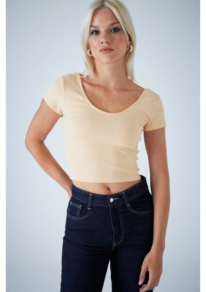 Kadın Vanilya Ön Arka U Bluz EV57 fiyatları