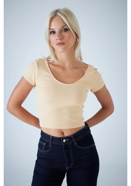 Kadın Vanilya Ön Arka U Bluz EV57 indirimleri