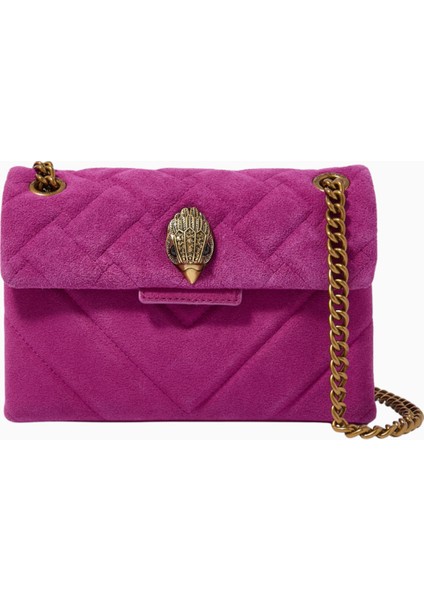 Mini Kensington Omuz Çantası, Süet, Zincir Askılı, Zarif ve Kompakt