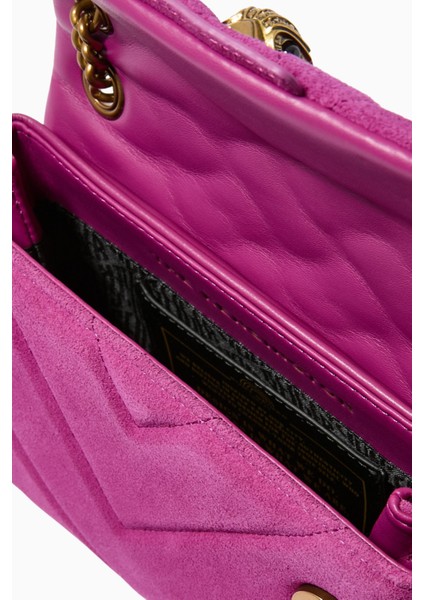 Mini Kensington Omuz Çantası, Süet, Zincir Askılı, Zarif ve Kompakt