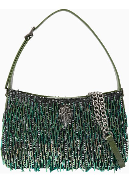 Bond Shoulder Bag Yeşil Pullu Deri Omuz Çantası