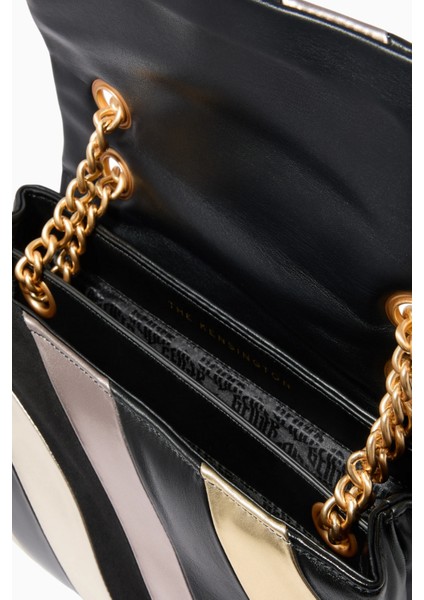 Large Soft Kensington Bag, Metalik Deri ve Altın Detaylarla Iddialı Lüks Çanta fiyatları