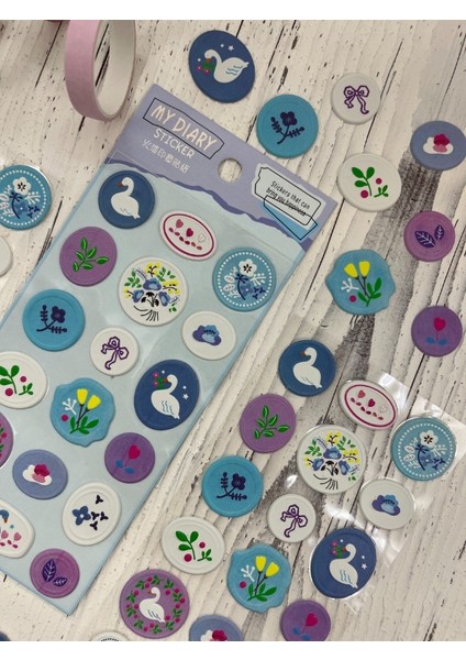 3D Kabartmalı 18 Adet Menekşe Rengi Paket Mühür Desenli Sticker / Etiket / Çıkartma fiyatları