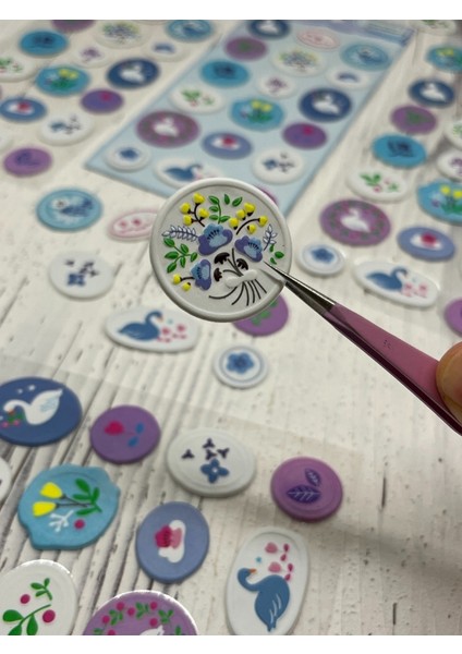 3D Kabartmalı 18 Adet Menekşe Rengi Paket Mühür Desenli Sticker / Etiket / Çıkartma fırsatları