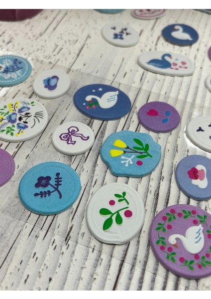 3D Kabartmalı 18 Adet Menekşe Rengi Paket Mühür Desenli Sticker / Etiket / Çıkartma indirimleri