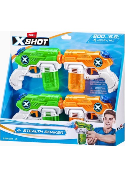 Water Small Stealth Soaker 4’lü Paket, Kompakt & Eğlenceli Su Tabancası