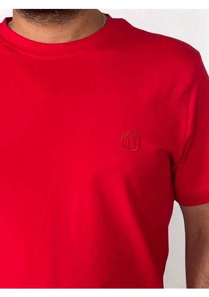 Regular Fit Bisiklet Yaka %100 Pamuk Kısa Kol Unisex Basic Kırmızı Tişört fırsatları