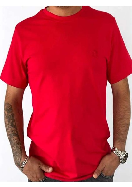 Regular Fit Bisiklet Yaka %100 Pamuk Kısa Kol Unisex Basic Kırmızı Tişört