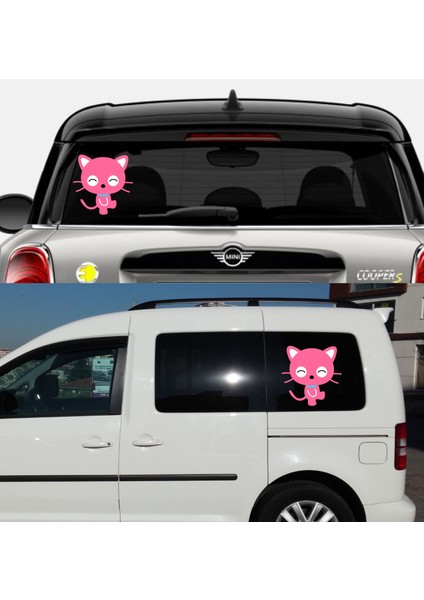 Kedi Sticker Pembe Kedi Sticker Araba Motosiklet Kask Etiket 02503 fırsatları