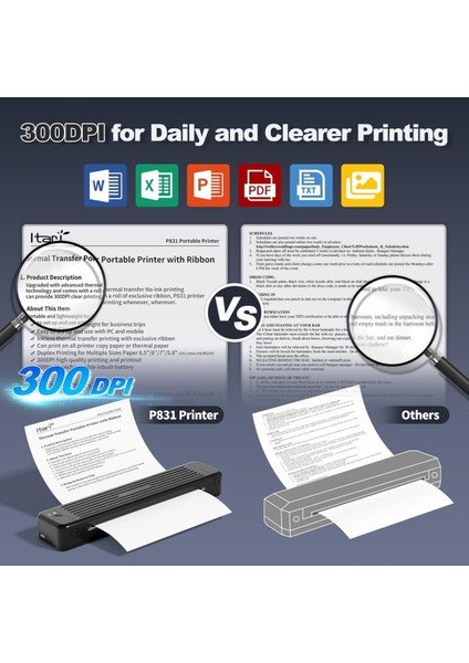 Taşınabilir Yazıcı, Seyahat Için Kablosuz Bluetooth Termal Transfer Yazıcı indirimleri