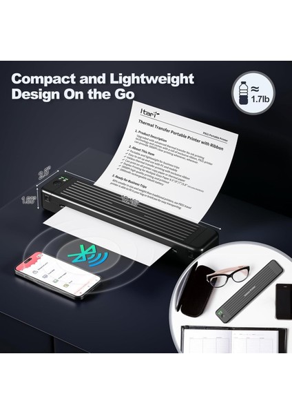 Taşınabilir Yazıcı, Seyahat Için Kablosuz Bluetooth Termal Transfer Yazıcı
