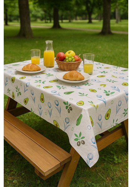 Tek Kullanımlık Masa Örtüsü - Tek Kullanımlık Kağıtlı Masa Örtüsü- Kullan At Masa Örtüsü- Piknik Örtüsü - 12 Metre- 10 Yaprak 100X120 cm Avokado Desenli modelleri
