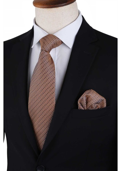 Klasik Kravat Sarı Küçük Desen Mikrofiber 8 cm Genişlik 155 cm Uzunluk