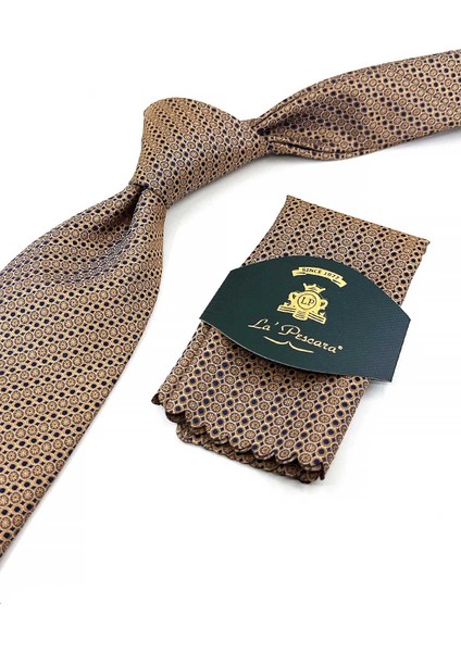 Klasik Kravat Sarı Küçük Desen Mikrofiber 8 cm Genişlik 155 cm Uzunluk