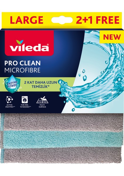 3'lü Pro Clean Enzim Teknolojili Mikrofiber Temizlik Bezi