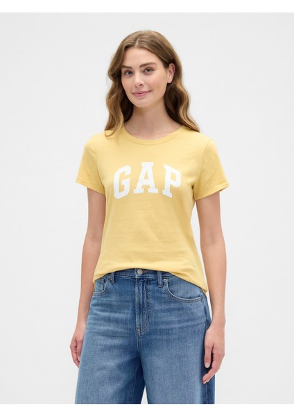 Kadın Sarı Gap Logo T-Shirt
