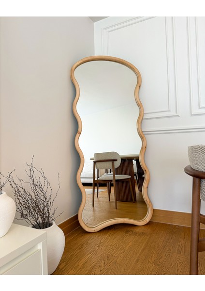 Doğal Ahşap Çerçeveli Bulut Model 180X80 cm ( Naturel ) Ayaklı Boy Aynası fiyatları