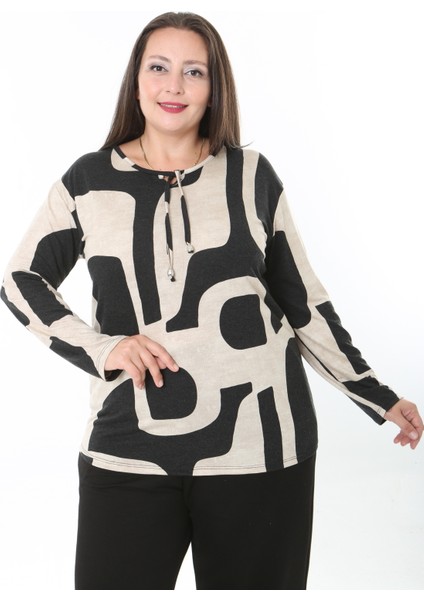 Kadın Desenli Likralı Yünlü Viskon Bluz modelleri
