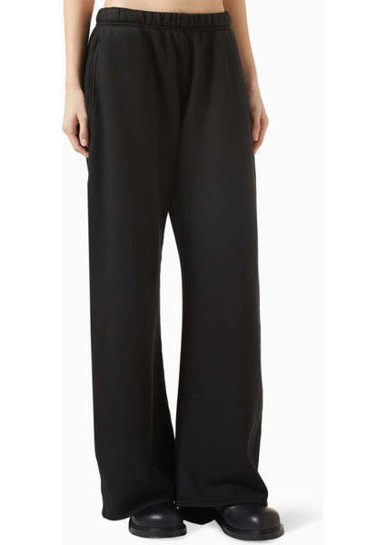 Siyah Enzo Barrel Eşofman Pantolonu - Pamuklu, Geniş Paça, Konforlu Bel Bandı