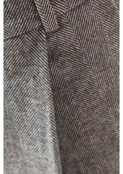 Herringbone Kısa Paça Yün Pantolon fırsatları