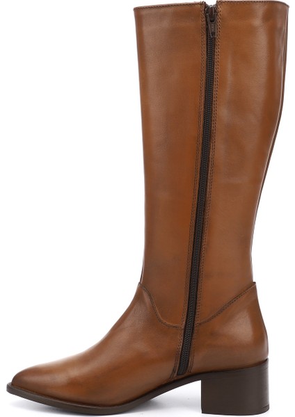 Kadın Taba Sivri Burun Kalın Topuklu Hakiki Deri Çizme modelleri