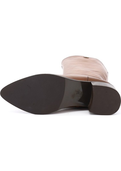 Kadın Taba Sivri Burun Kalın Topuklu Hakiki Deri Çizme fırsatları