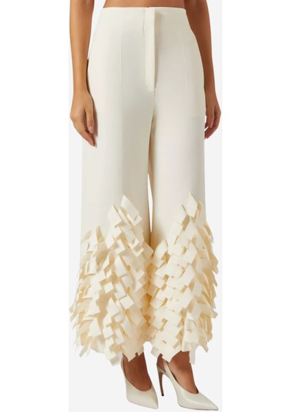 Rectangle Fringe Culotte Pantolon Krem