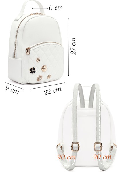 Kadın Beyaz Aksesuarlı Kapitone Sırt Çantası 25ABD2614KP fiyatları