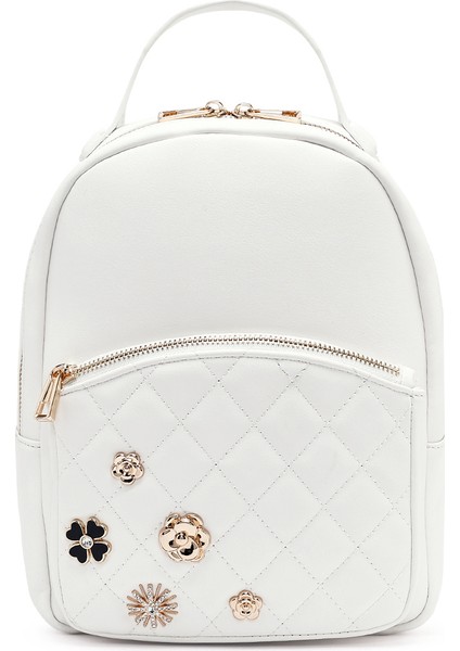 Kadın Beyaz Aksesuarlı Kapitone Sırt Çantası 25ABD2614KP modelleri