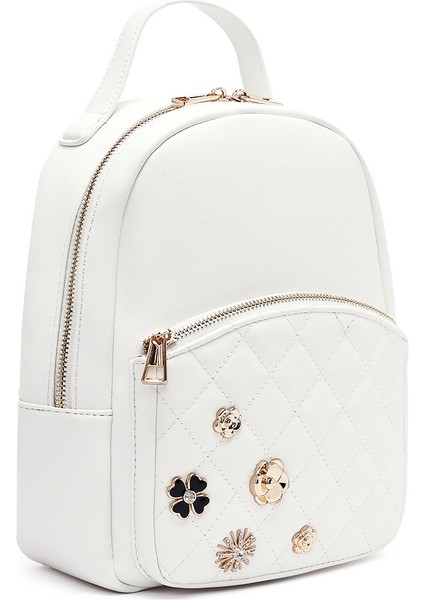 Kadın Beyaz Aksesuarlı Kapitone Sırt Çantası 25ABD2614KP indirimleri