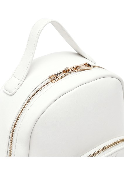 Kadın Beyaz Aksesuarlı Kapitone Sırt Çantası 25ABD2614KP