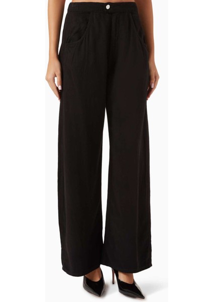 Eddie Bowed Pantolon - Siyah - Keten Karışımı Rahat ve Şık Tasarım