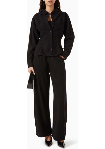 Eddie Bowed Pantolon - Siyah - Keten Karışımı Rahat ve Şık Tasarım fiyatları