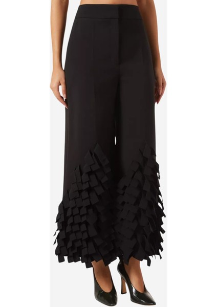 Rectangle Fringe Culotte Pantolon, Siyah
