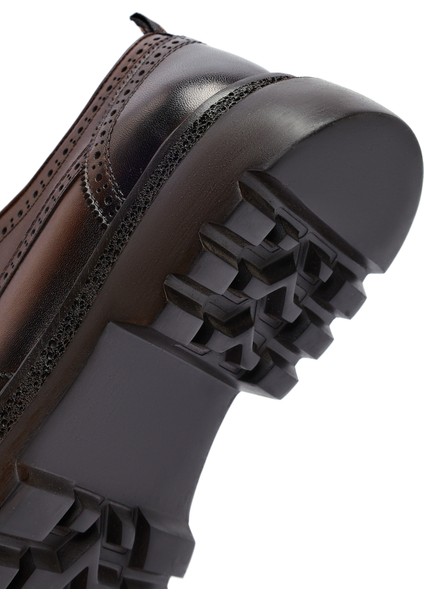 Erkek Kahverengi Bağcıklı Kalın Tabanlı Deri Casual Ayakkabı 25WFD760518