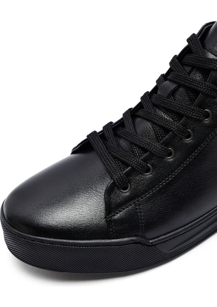 Erkek Siyah Fermuarlı Deri Spor Bot 25WFD760618