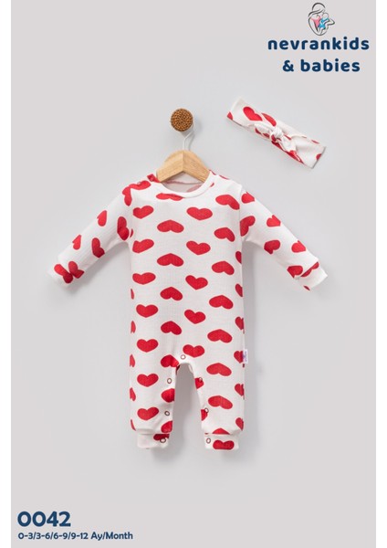 Kız Bebek Big Heart Pattern Bandanalı Patiksiz Çıt’lı Tulum Set fiyatları