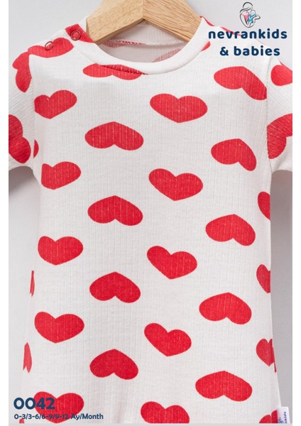 Kız Bebek Big Heart Pattern Bandanalı Patiksiz Çıt’lı Tulum Set modelleri