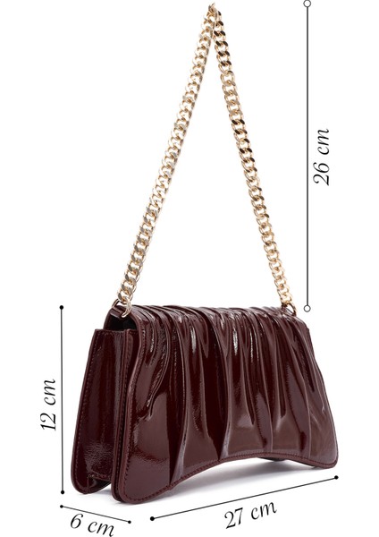 Kadın Bordo Zincir Askılı Rugan Abiye Omuz Çantası 25ABD270016 fiyatları