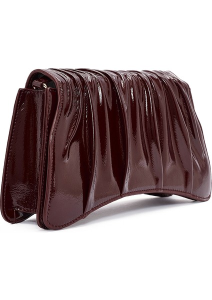 Kadın Bordo Zincir Askılı Rugan Abiye Omuz Çantası 25ABD270016