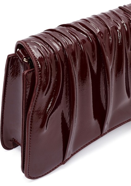 Kadın Bordo Zincir Askılı Rugan Abiye Omuz Çantası 25ABD270016