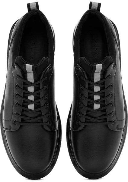 Erkek Siyah Bağcıklı Deri Sneaker 25WFD691318