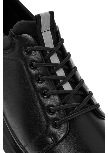 Erkek Siyah Bağcıklı Deri Sneaker 25WFD691318