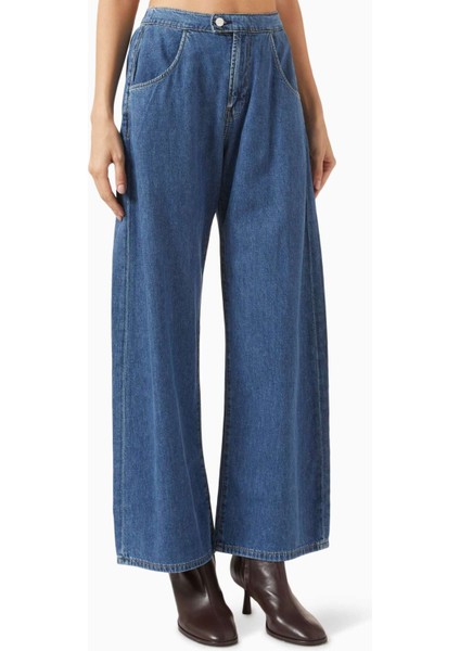 Eddie Bowed Jean - Mavi - Denim Kumaş - Şekilli Elegans ile Modern Tasarım