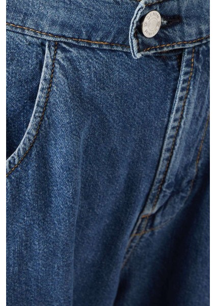 Eddie Bowed Jean - Mavi - Denim Kumaş - Şekilli Elegans ile Modern Tasarım fırsatları