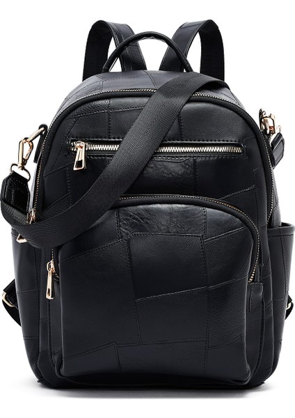 Kadın Siyah Uzun Askılı Baskılı Sırt Çantası 25ABD261726