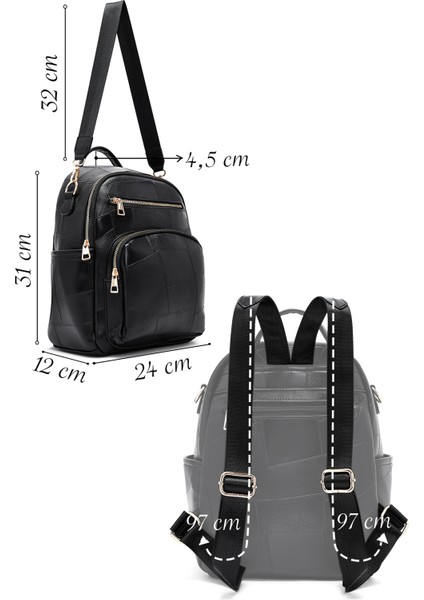 Kadın Siyah Uzun Askılı Baskılı Sırt Çantası 25ABD261726 fiyatları