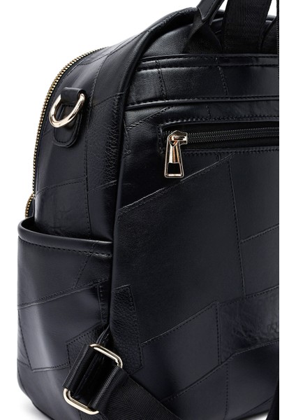 Kadın Siyah Uzun Askılı Baskılı Sırt Çantası 25ABD261726